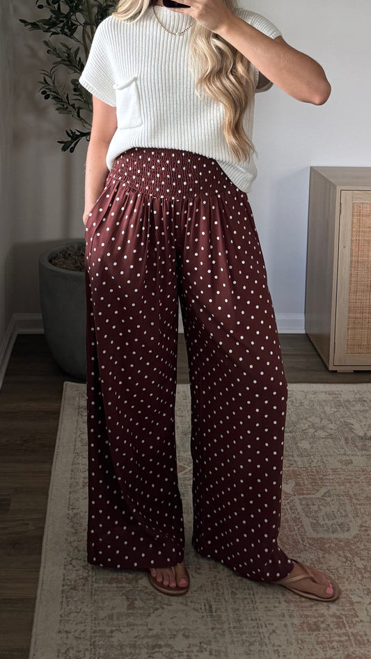 Dotted Linen Pants / Chestnut