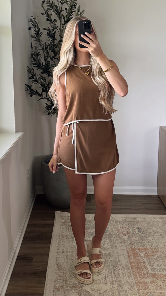 Oasis Linen Skort Set / Brown