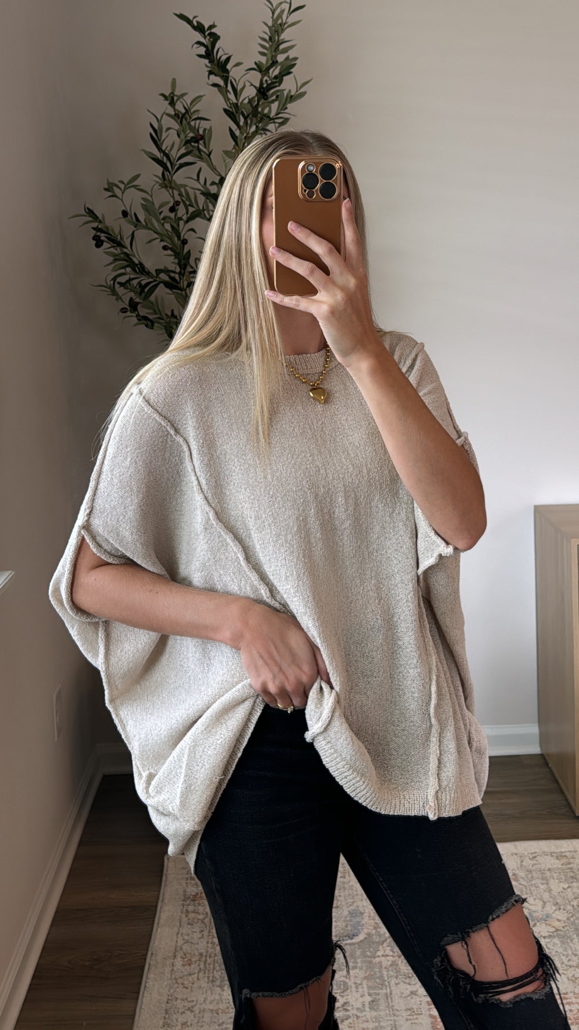 Oversized Drop Shoulder Top / Natural