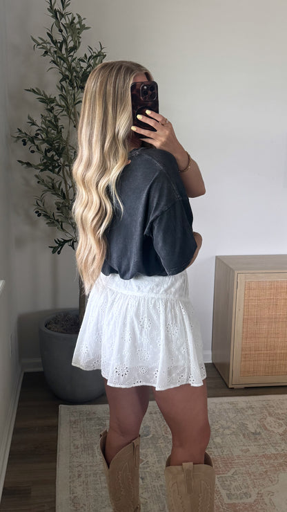 Eyelet Mini Skort / White