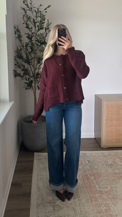 Sophia Cardigan / Wine Red