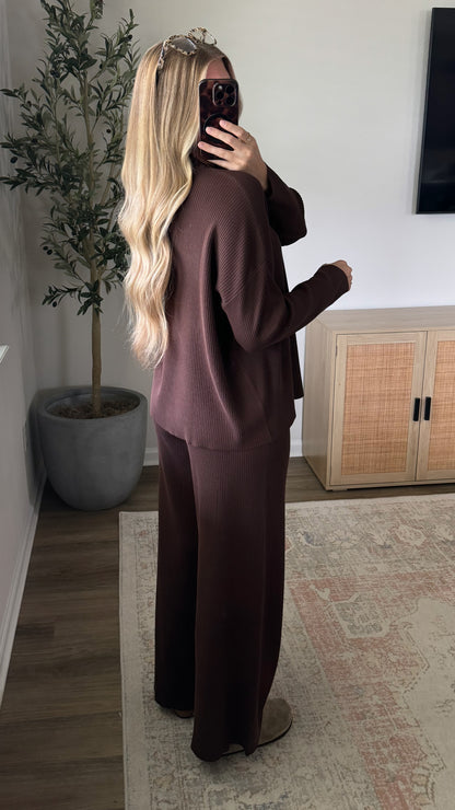 Truffle Mock Neck Set / Dark Brown