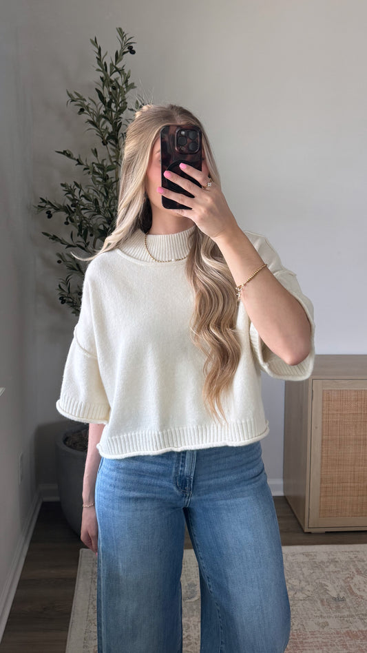 Daisy Short Sleeve Sweater / Off White