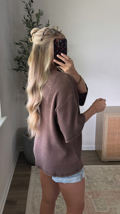 Lived In Waffle Tee / Brown