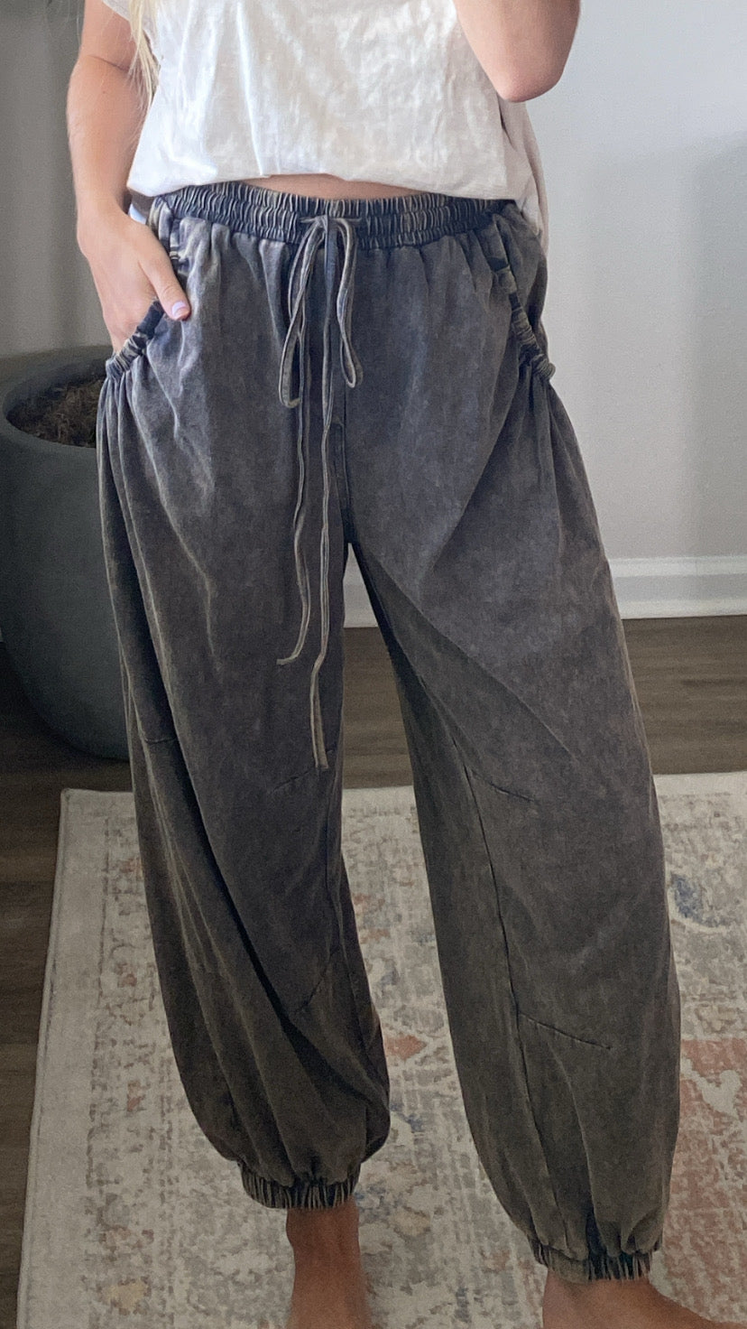 Charcoal Brown Boho Joggers