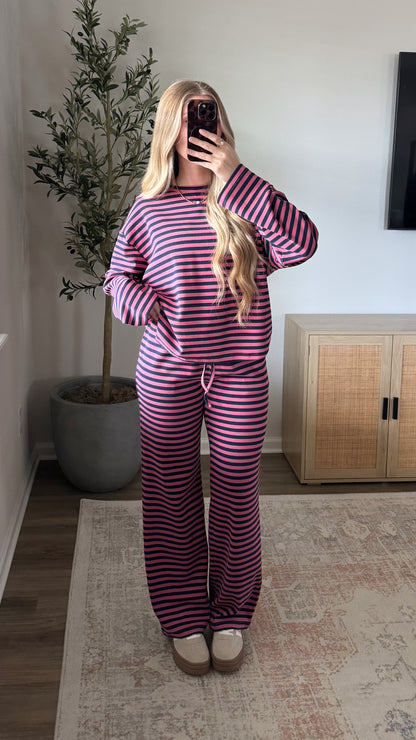 East Coast Striped Set / Pink + Navy