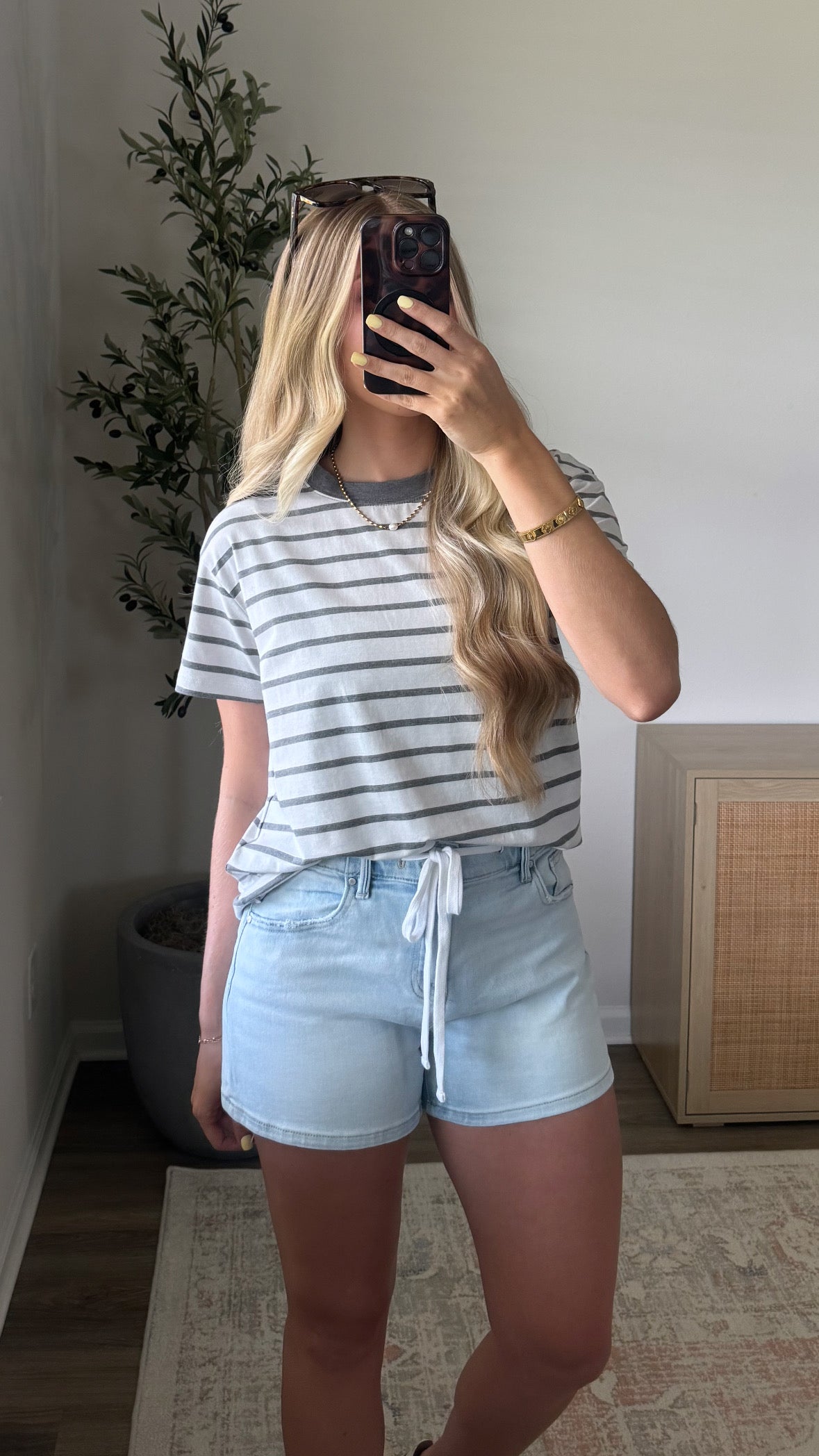 Contrast Striped Tee / Grey