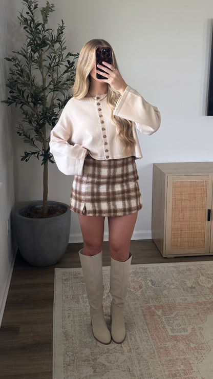 Plaid Skort / Caramel
