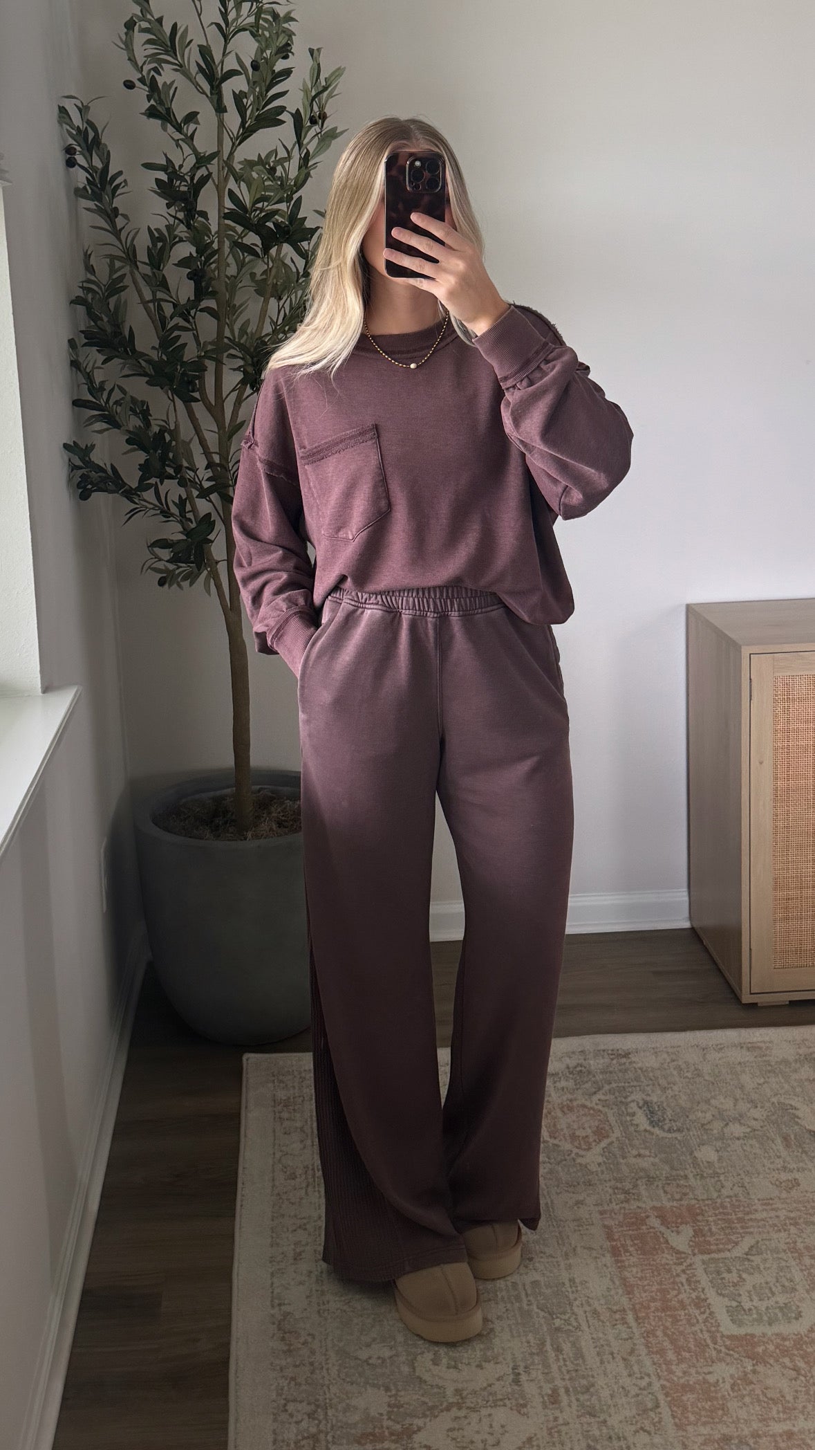 Brielle Wide Leg Pant / Dark Cherry