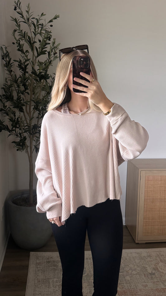 Open Back Waffle Top / Taupe