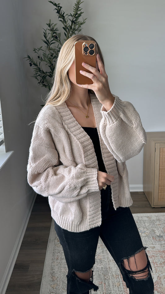 Cropped Chunky Knit Cardigan