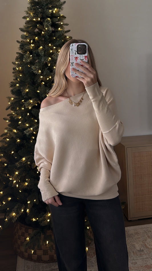 Asymmetrical Lightweight Sweater / Sand