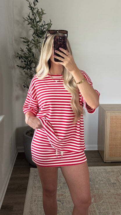 Striped Skort Set / Red