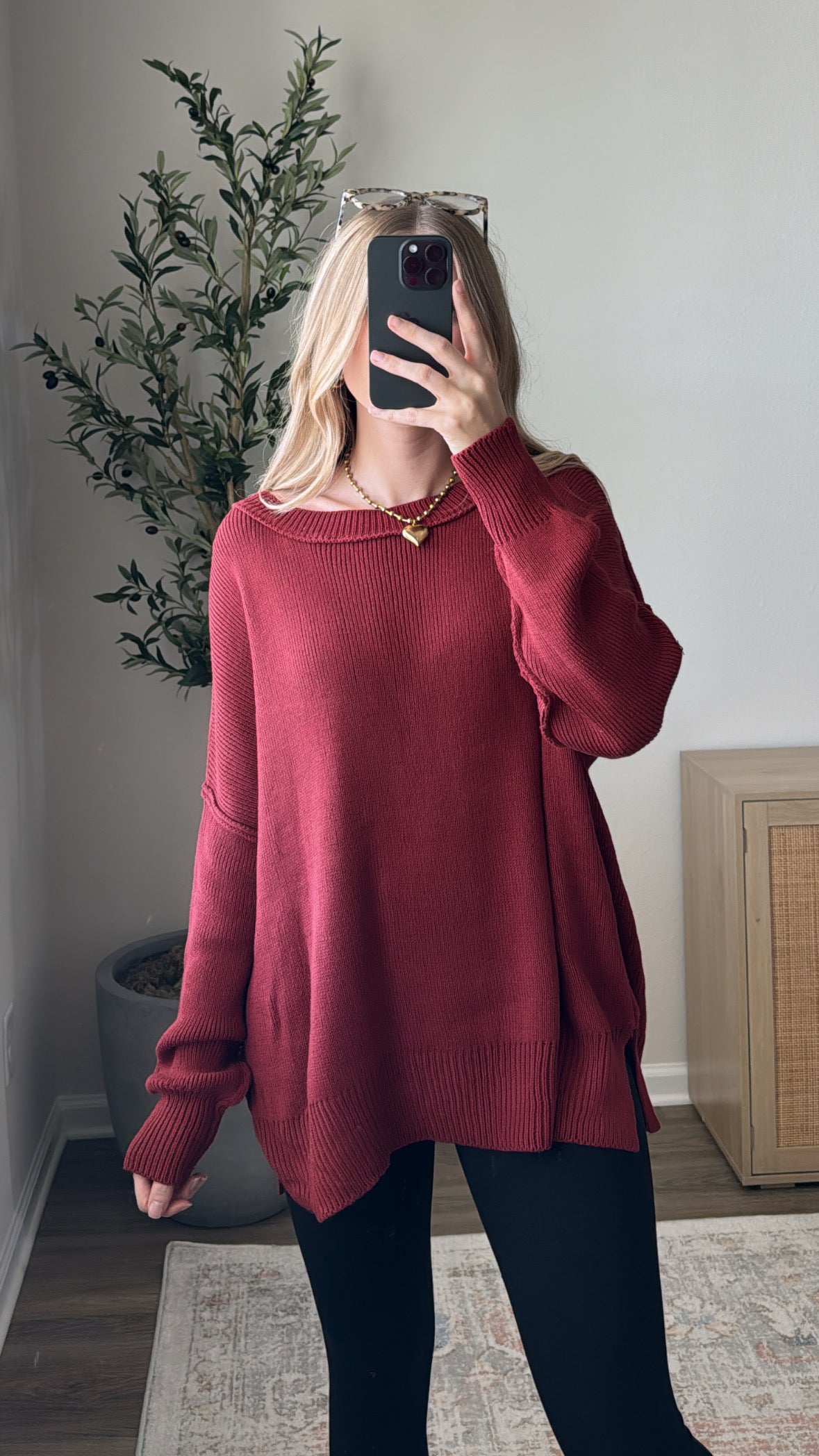 Exposed Seam Sweater / Ruby