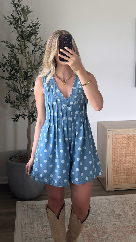 Polka Dot Romper / Blue