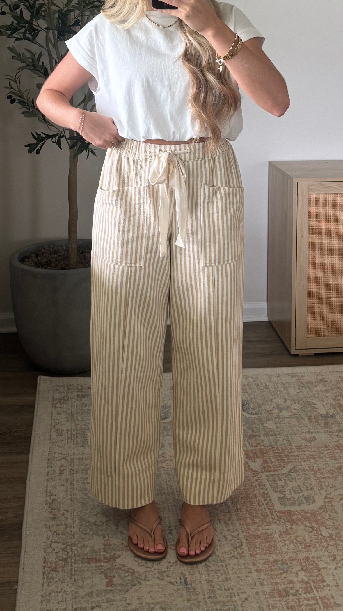 Vineyard Striped Pants / Natural