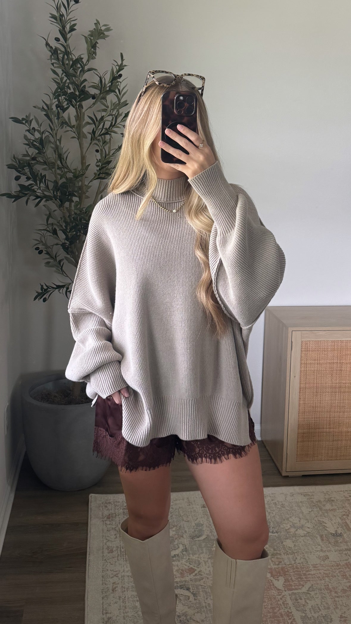 Oversized Essential Knit / Heather Mocha