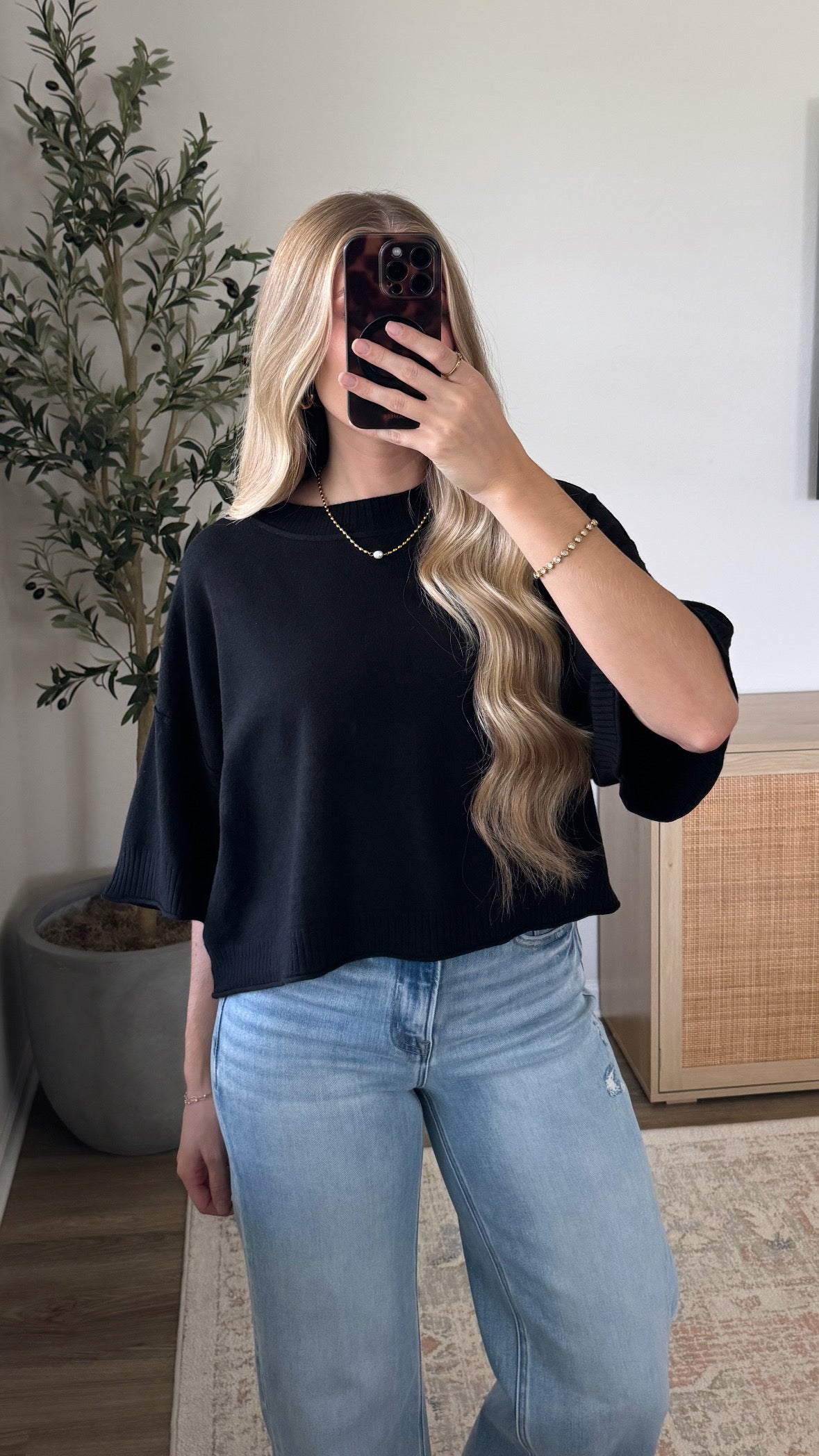 Kelli Short Sleeve Knit / Black