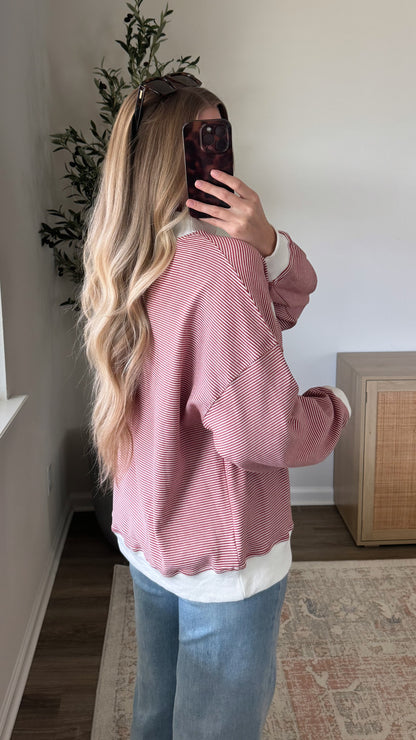 XOXO Mockneck Pullover / Striped