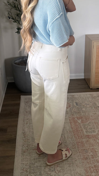 Eyelet Barrel Jeans / Off-White