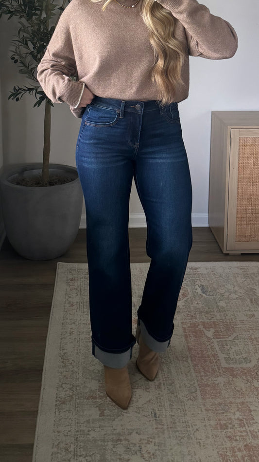 Dakota Cuffed Denim / Dark Wash