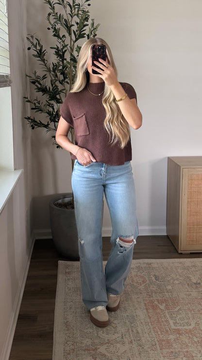 Kristen Mock Neck Sweater / Brown