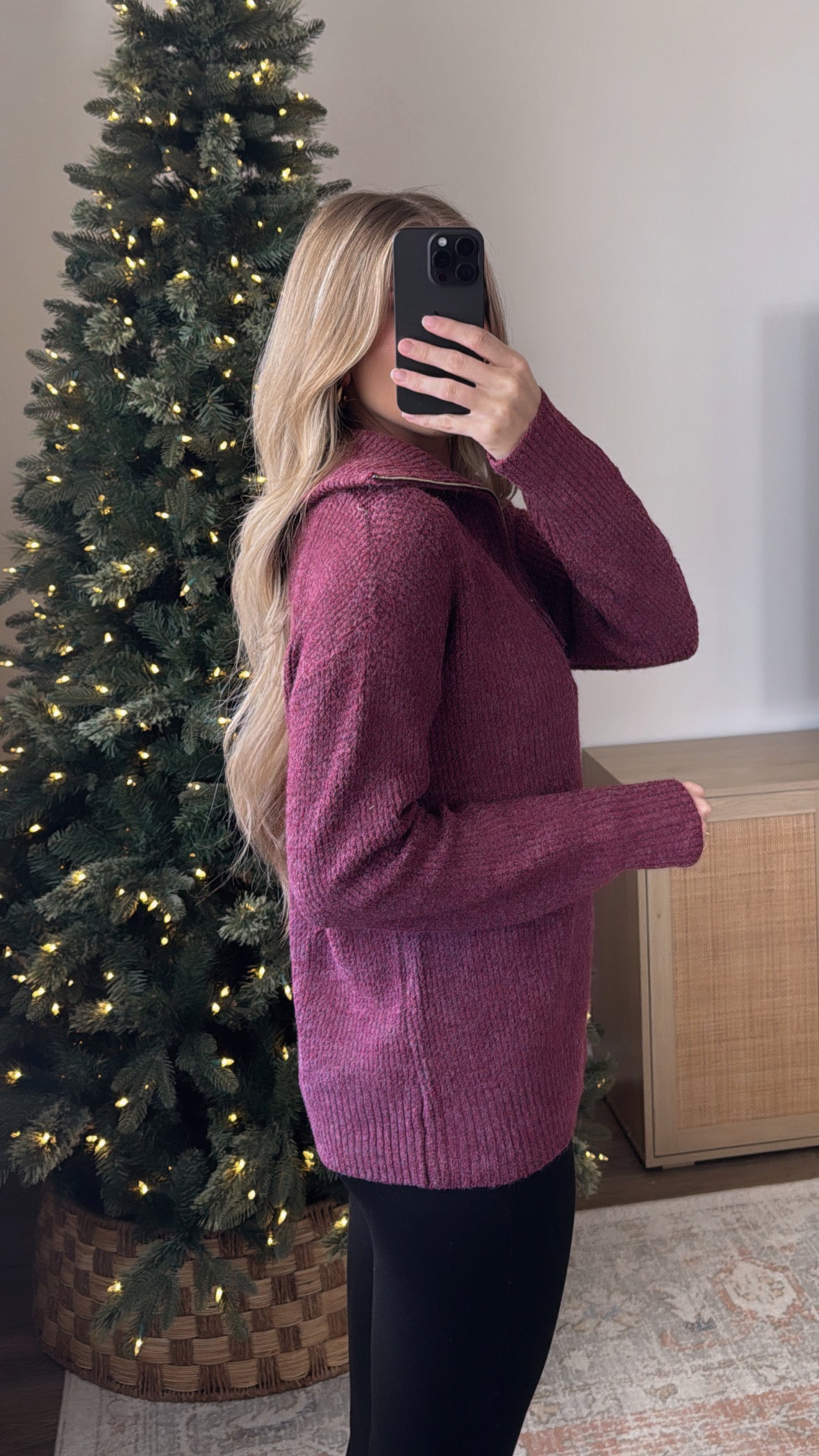 Sadie Half Zip Sweater / Cabernet