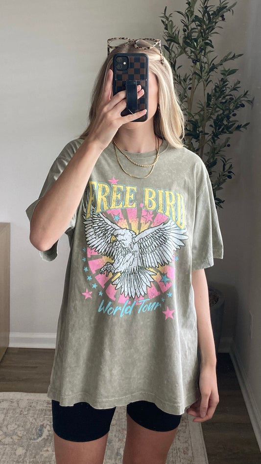 Free Bird World Tour Graphic Tee / Khaki