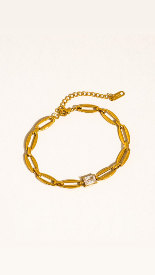 Link Chain Cz Bracelet / 18k Gold