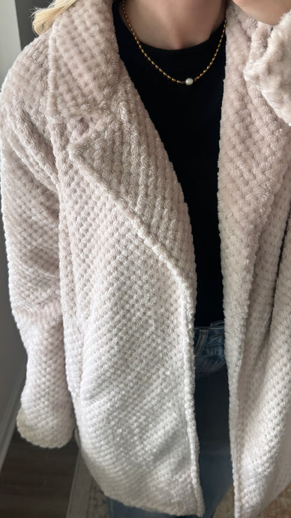 Long Fur Faux Coat / Taupe