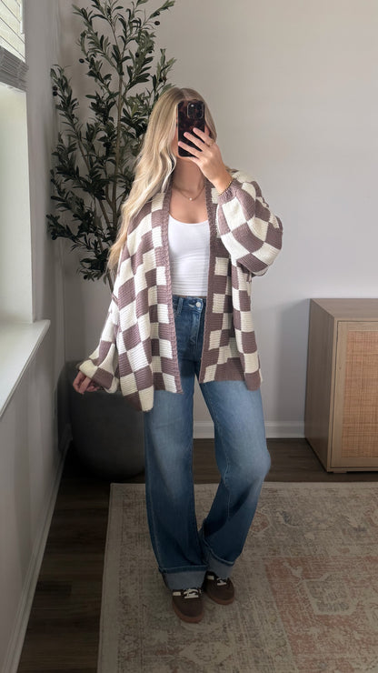 Checkered Cardigan / Mocha