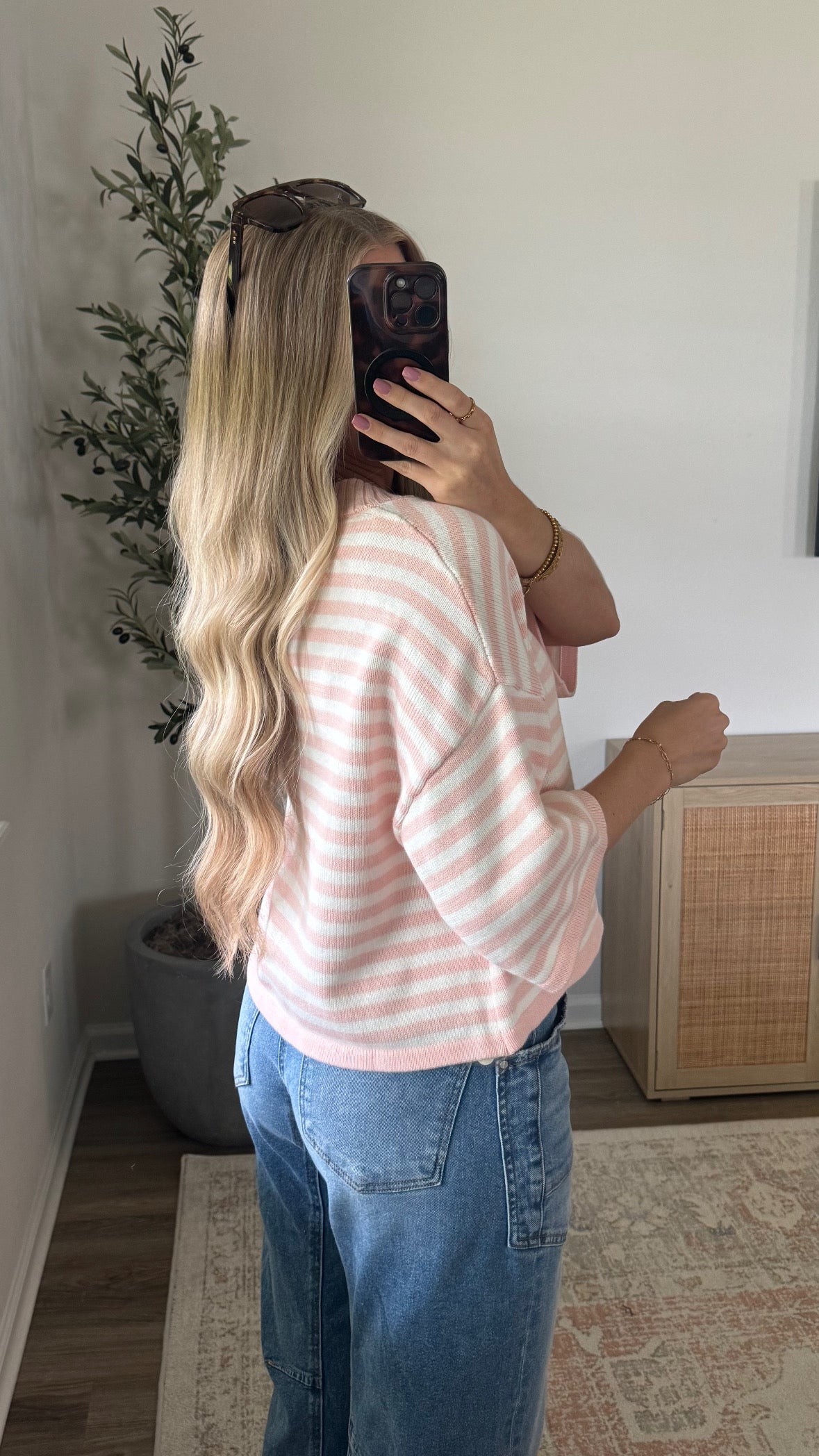 Natalie Striped Cardigan / Pink