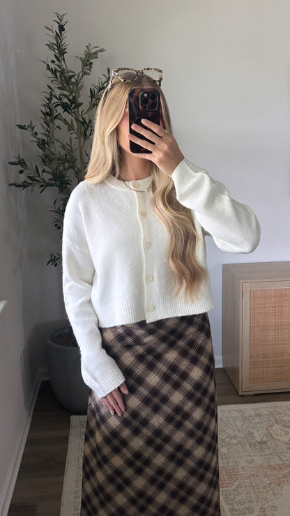 Bailey Cropped Cardigan / Ivory