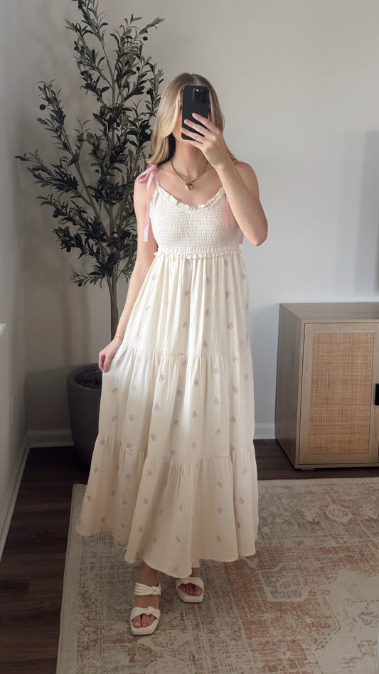 Lexi Embroidered Maxi Dress / Cream