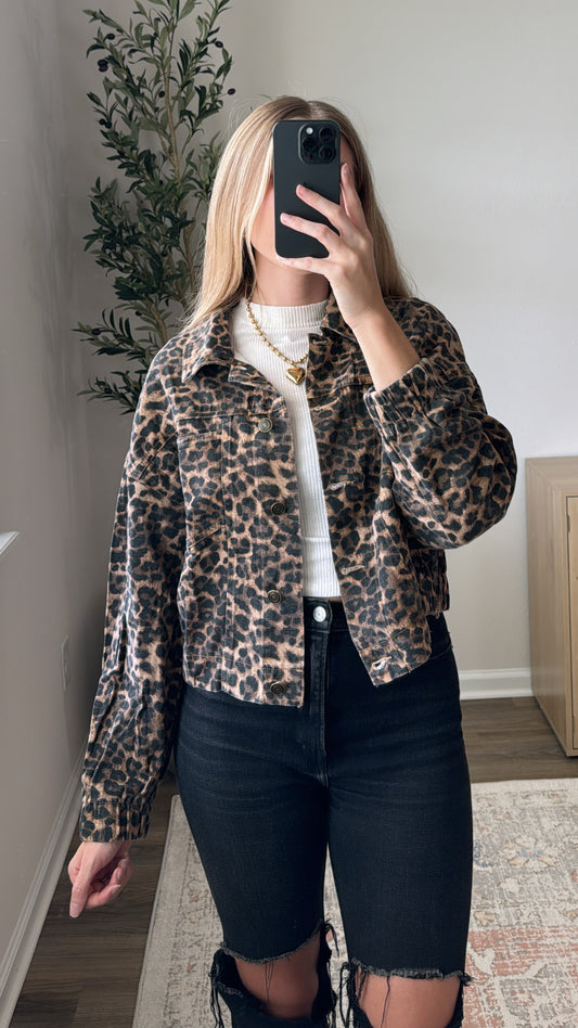 Leopard Denim Jacket