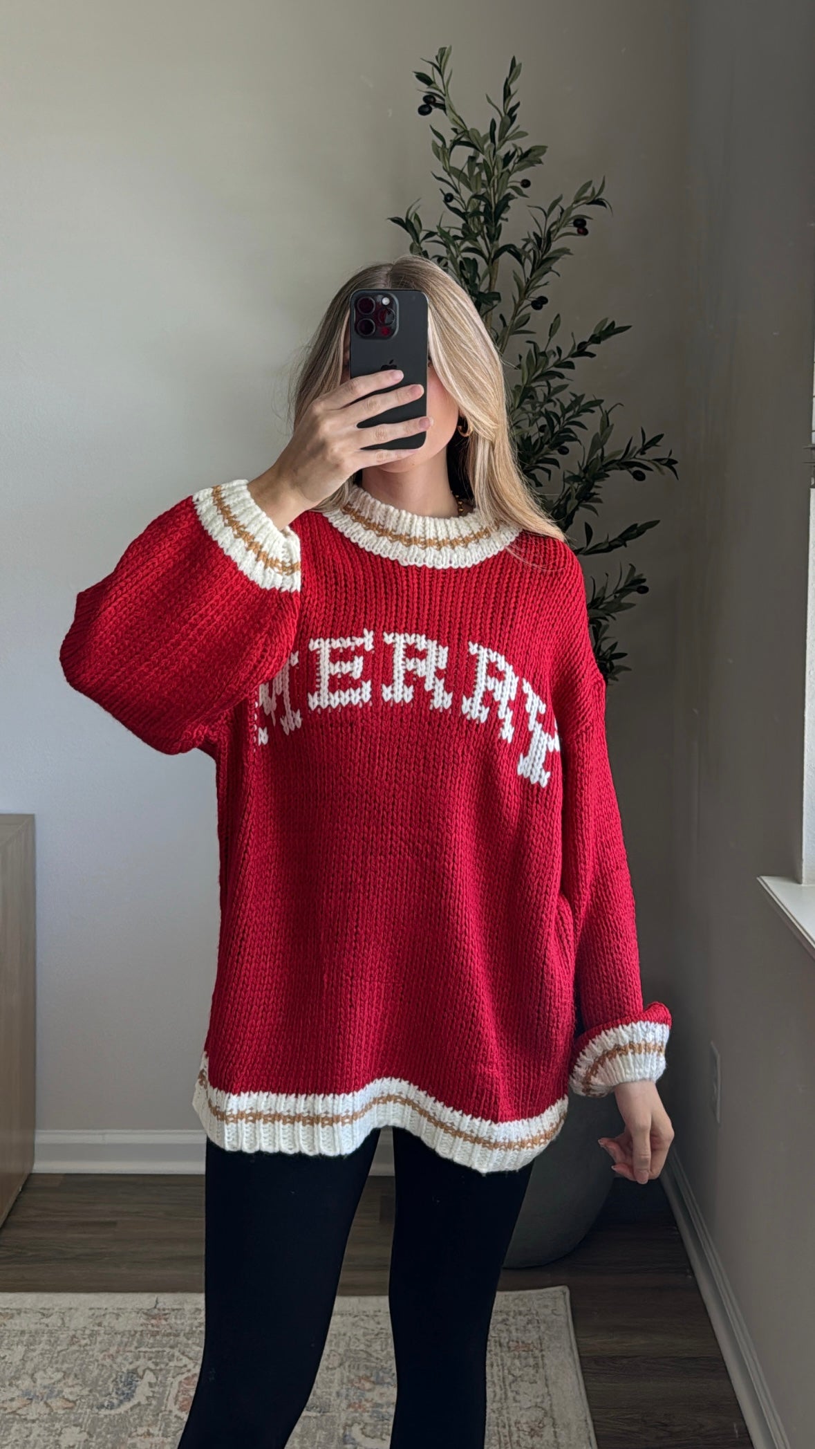 Merry Knit Sweater / Red