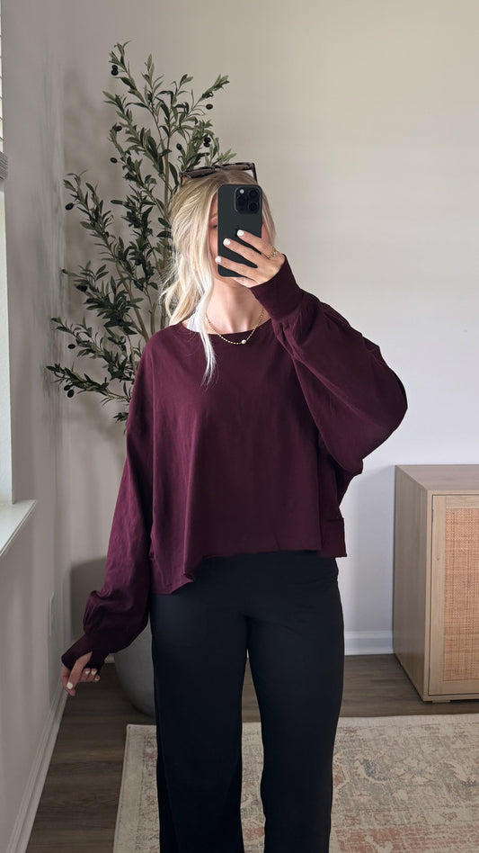 Open Back Long Sleeve / Dark Cherry