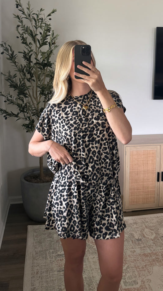 Leopard Shorts Set