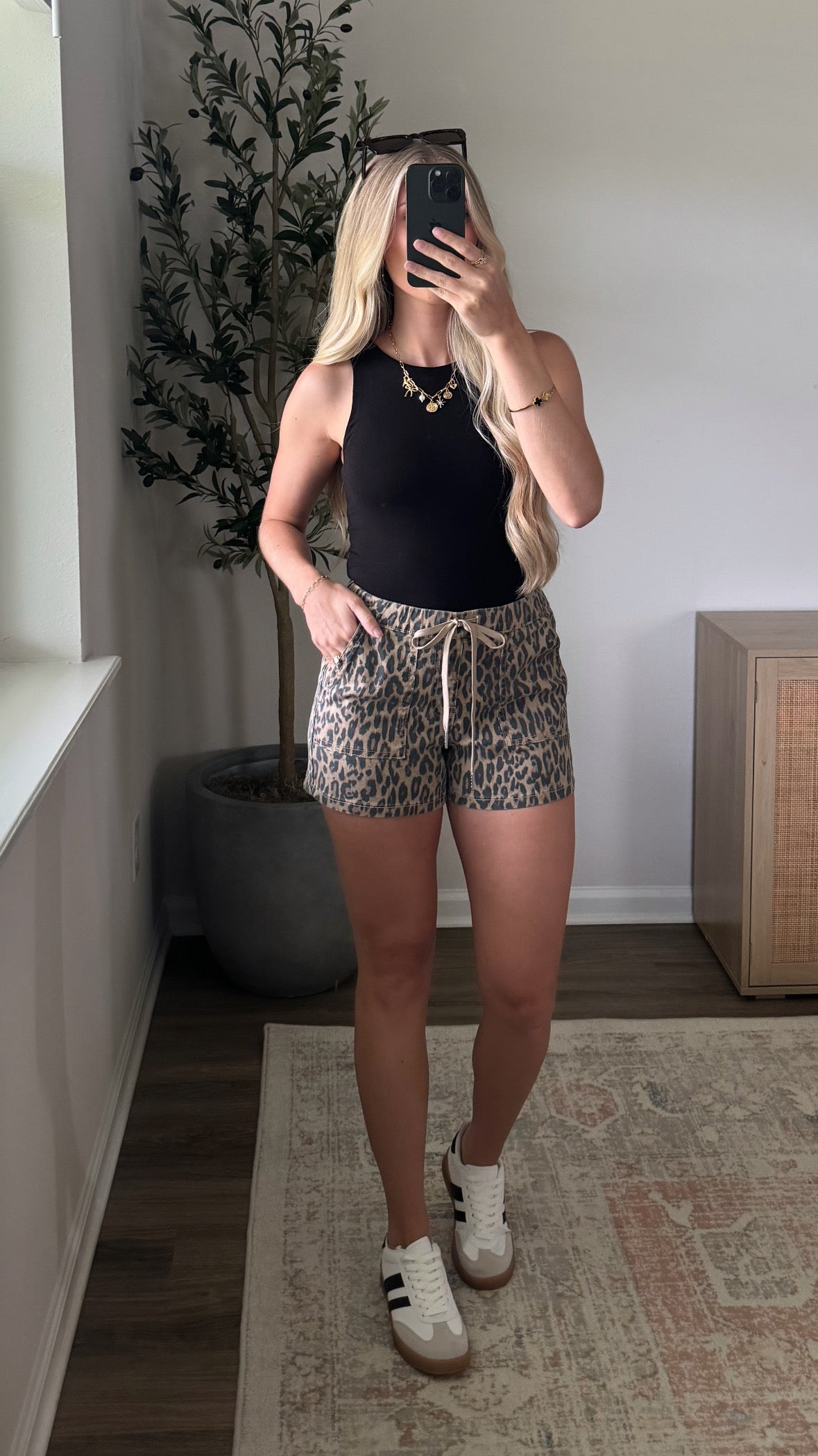 Leopard Denim Shorts