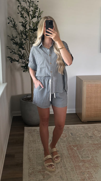 Gingham Shorts Set