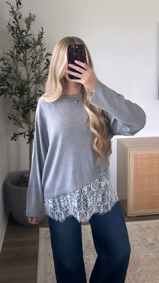 Lace Long Sleeve / Heather Grey