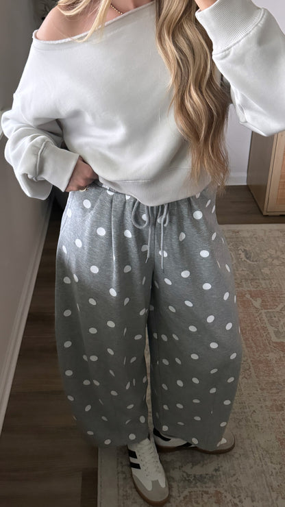 Polka Dot Barrel Sweats / Grey
