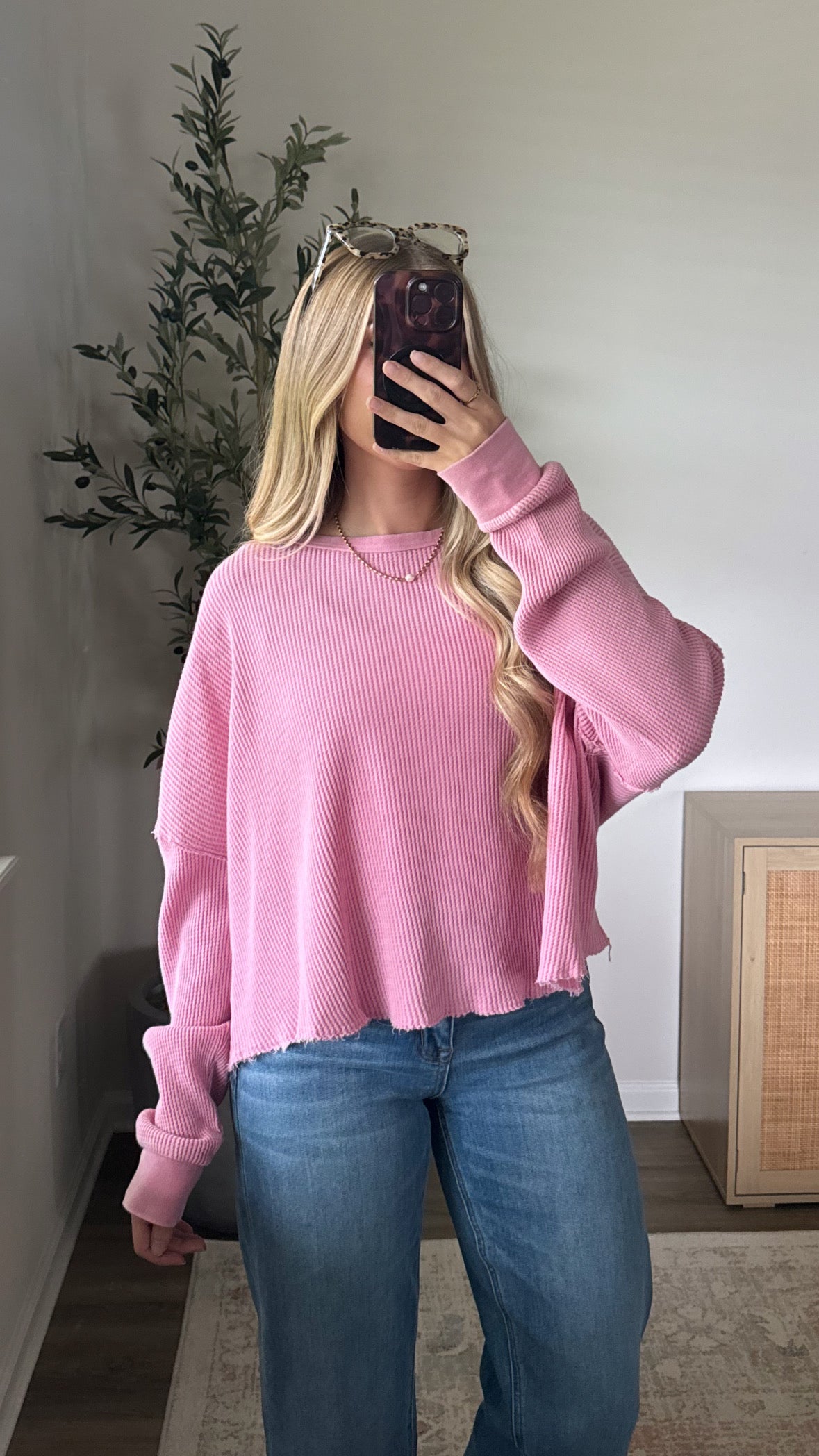 Lived in Waffle Long Sleeve / Pink