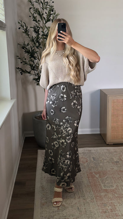 Floral Satin Skirt