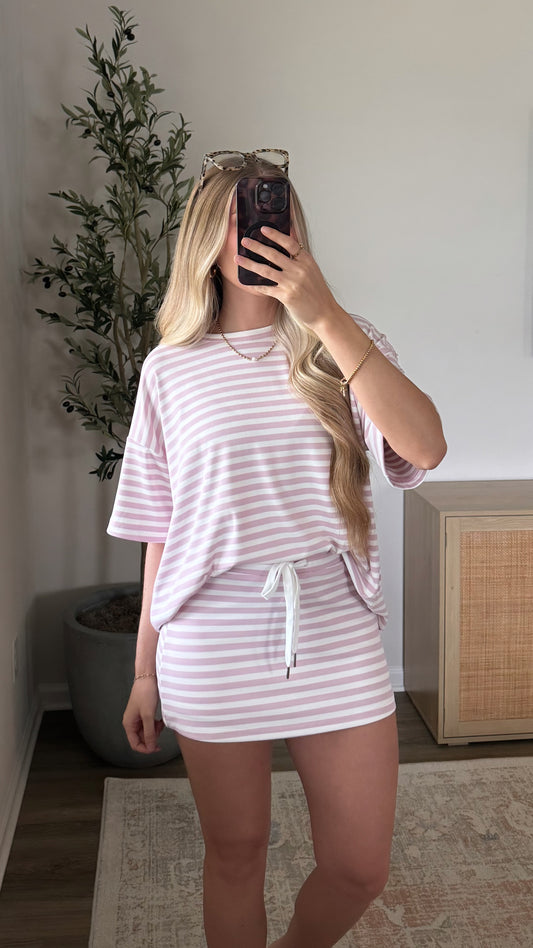 Striped Skort Set / Pink