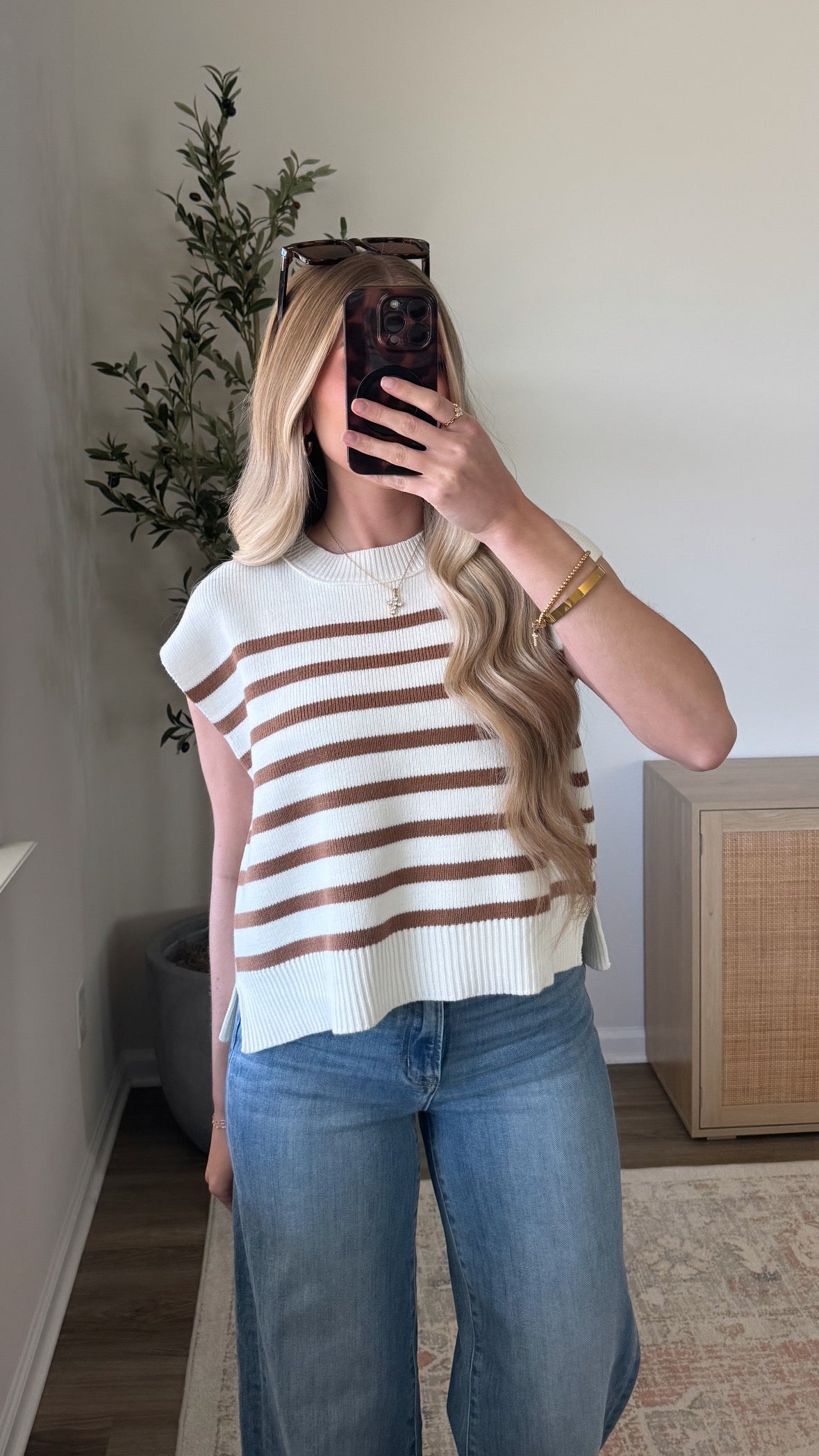 Striped Sweater Vest / Mocha