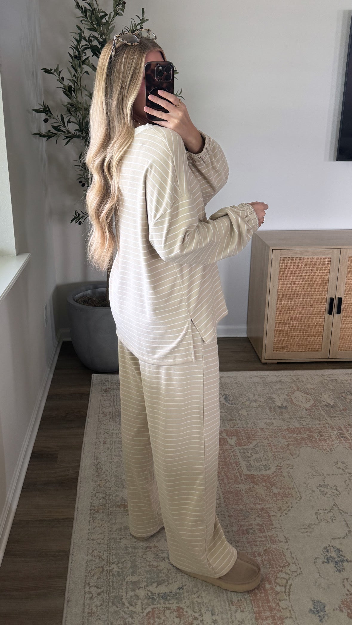 Emma Striped Set / Tan + White