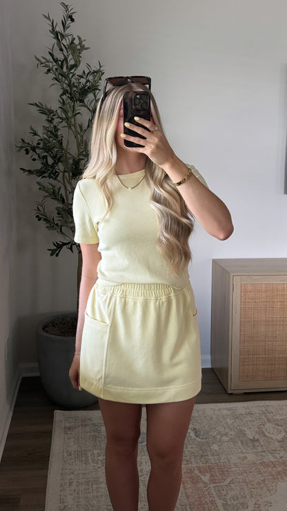 PREORDER (estimated to ship 5/25) Mineral Washed Skort Set / Yellow
