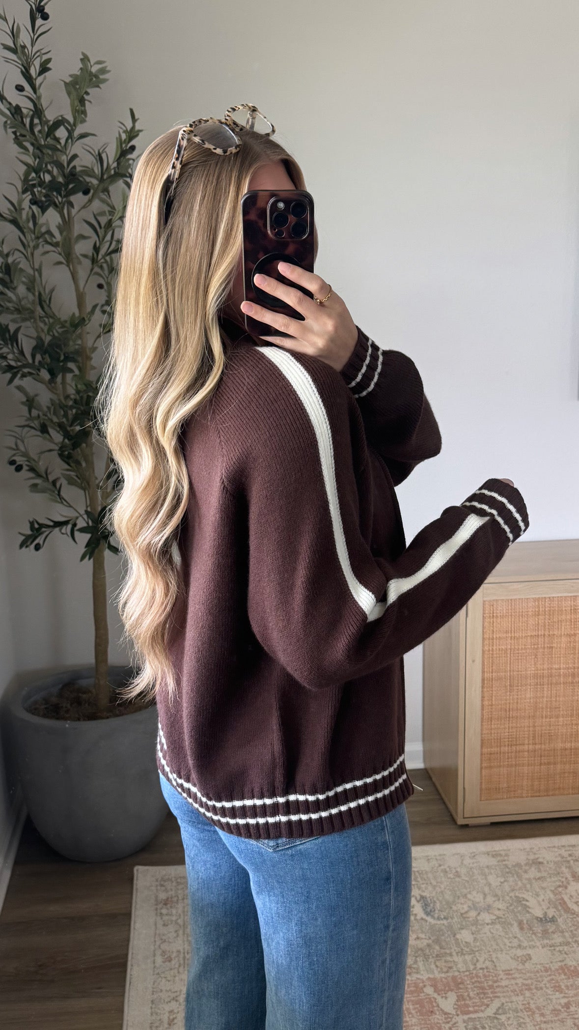 Varsity Knit Jacket / Brown
