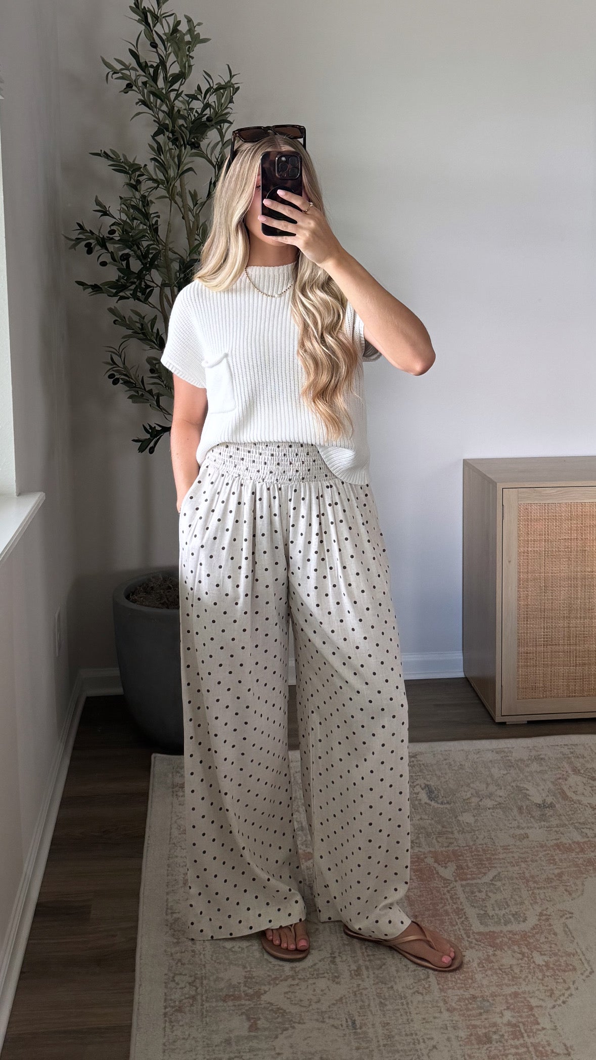 Dotted Linen Pants / Natural